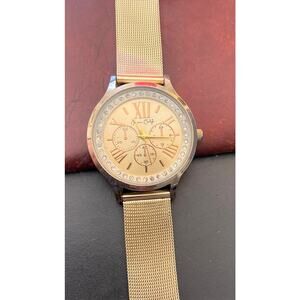 Women's 36mm Gold Tone Jessica Carlyle Watch, Crystal Accents, Mesh Band